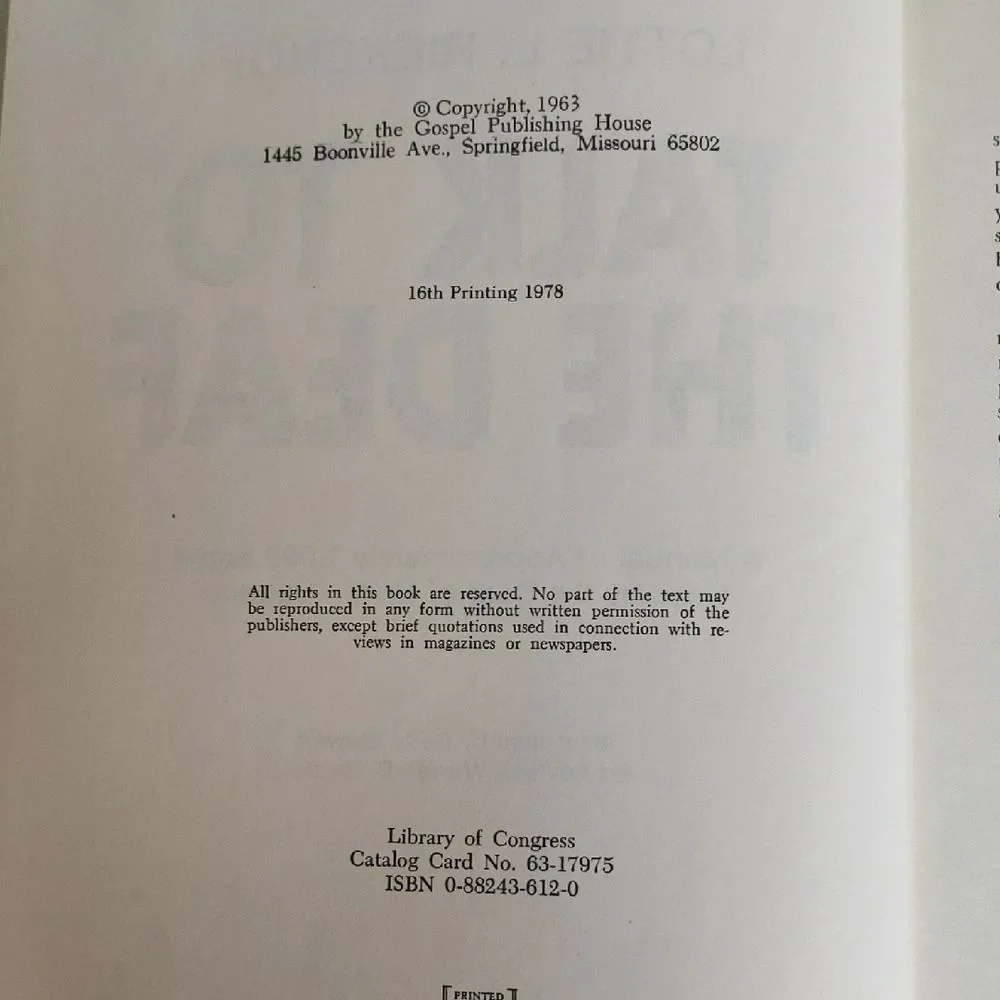 Talk To The Deaf Sign Language Guide - Lottie Riekehof - 1978
